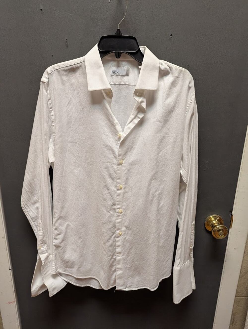 Nordstrom Rack White button up cotton weave Dress Shirt Slim Fit 16" 34/35
